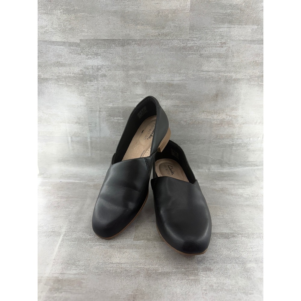 Clarks Collection Black Leather Slip On Loafers Comfort Shoes Women Sz 6.5M